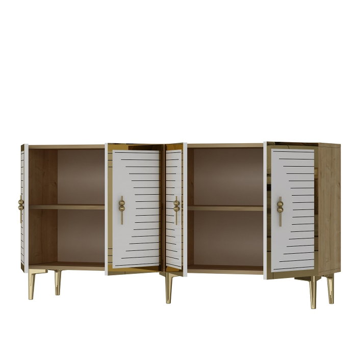 Hanah Home Consola Tuna - Zafiro, Blanco y Dorado